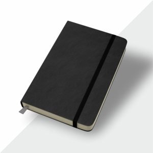 Open regular diary with handwritten daily notes and pen on a wooden desk