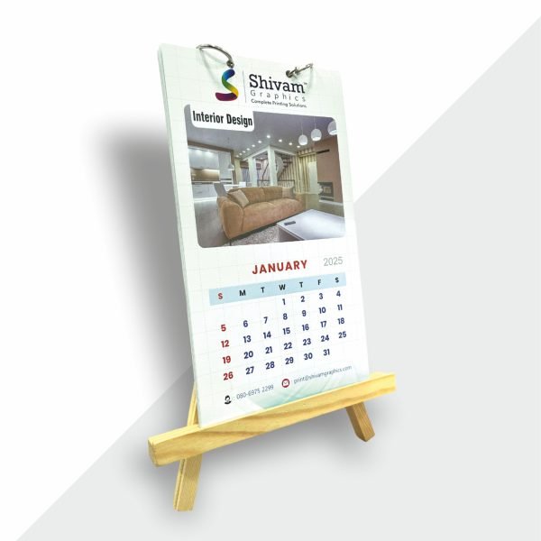 Easel stand calendar with premium printed pages, perfect for desktops, corporate gifting, and stylish workspace organization.