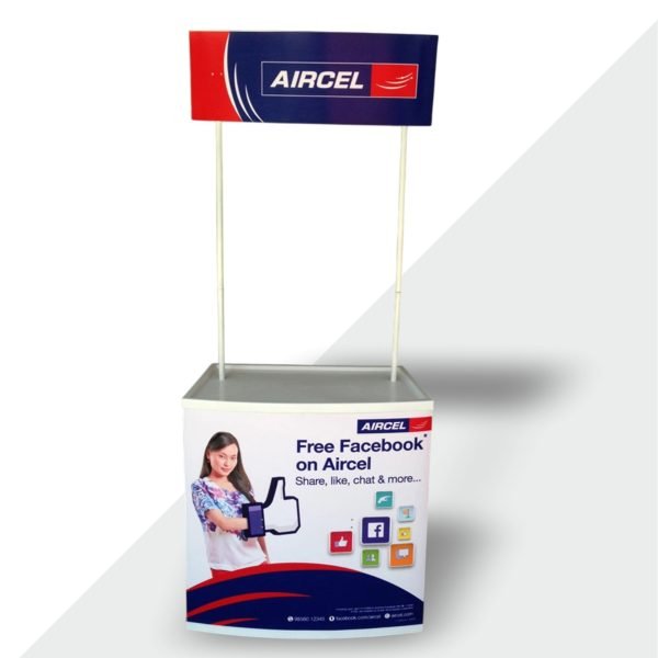 Portable promotional table with custom branding, ideal for exhibitions, events, and product sampling.