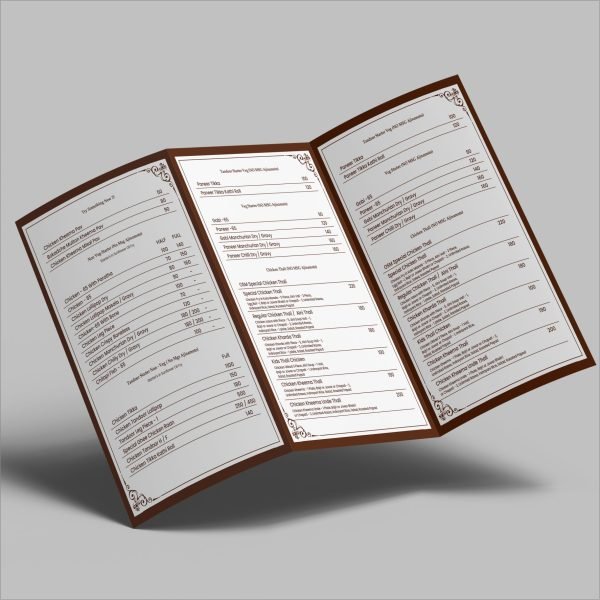 Tri Fold Parcel Menu (One Color) - Image 2