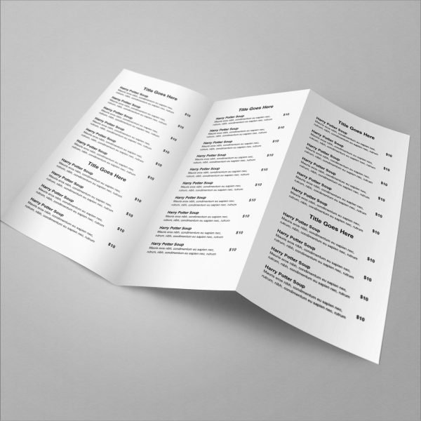 Tri Fold Parcel Menu (B/W) - Image 4